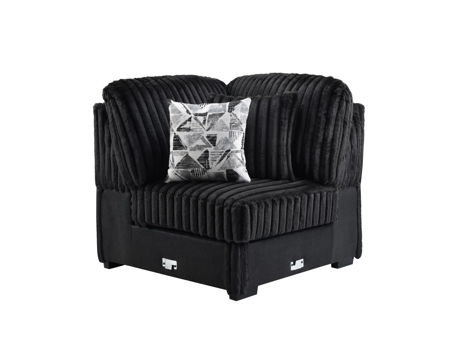BLACK CORDUROY POWER RECLINING 4 PC SECTIONAL W/2 WIRELESS CHARGER view 6