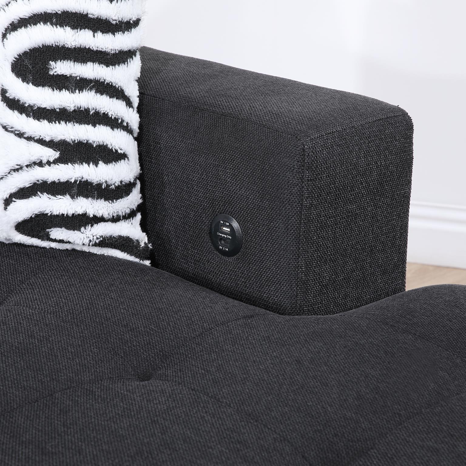 BLACK 3 PC SECTIONAL W/USB (TYPE A+C) view 4