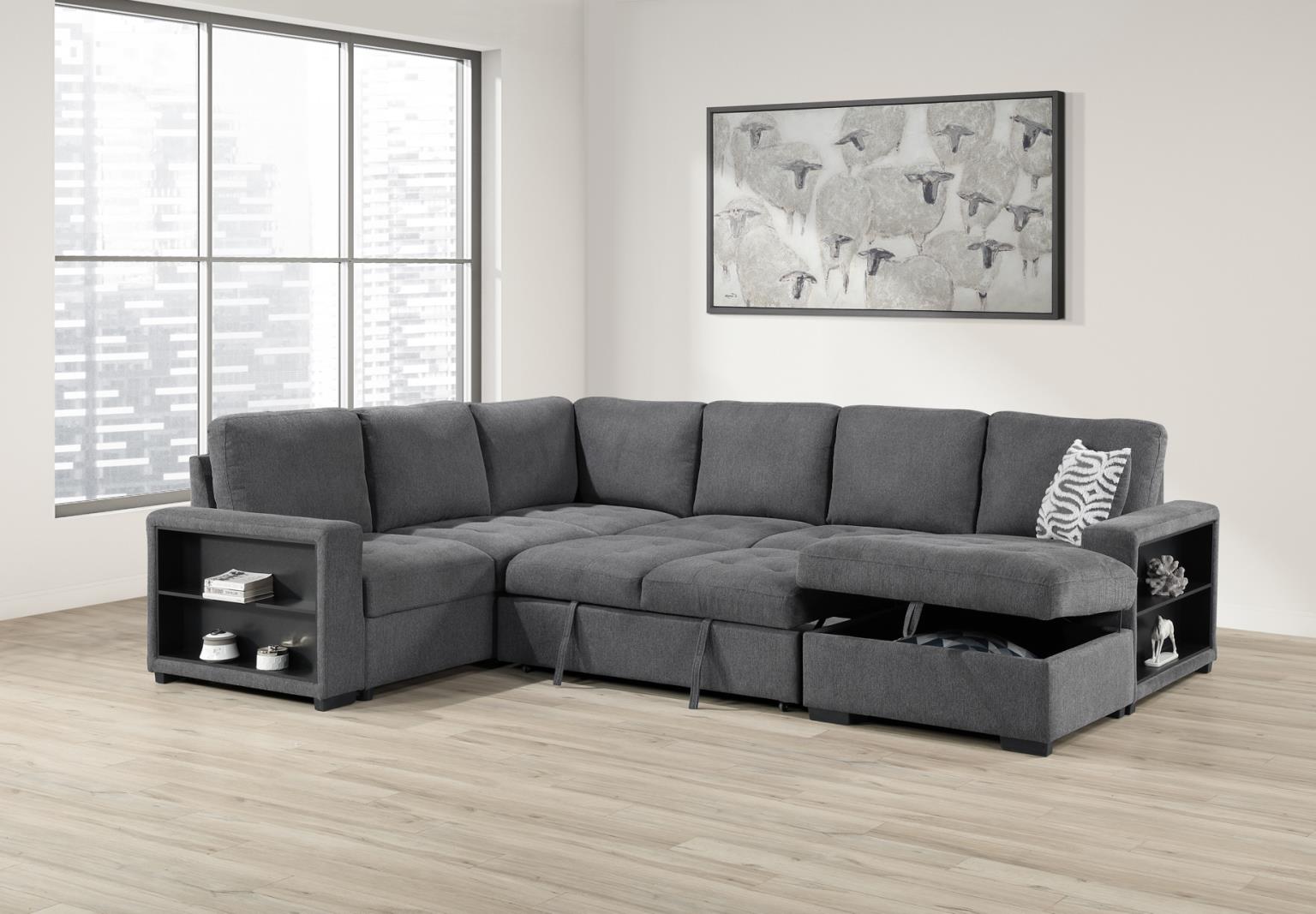 GRAY STORAGE OTTOMAN view 3