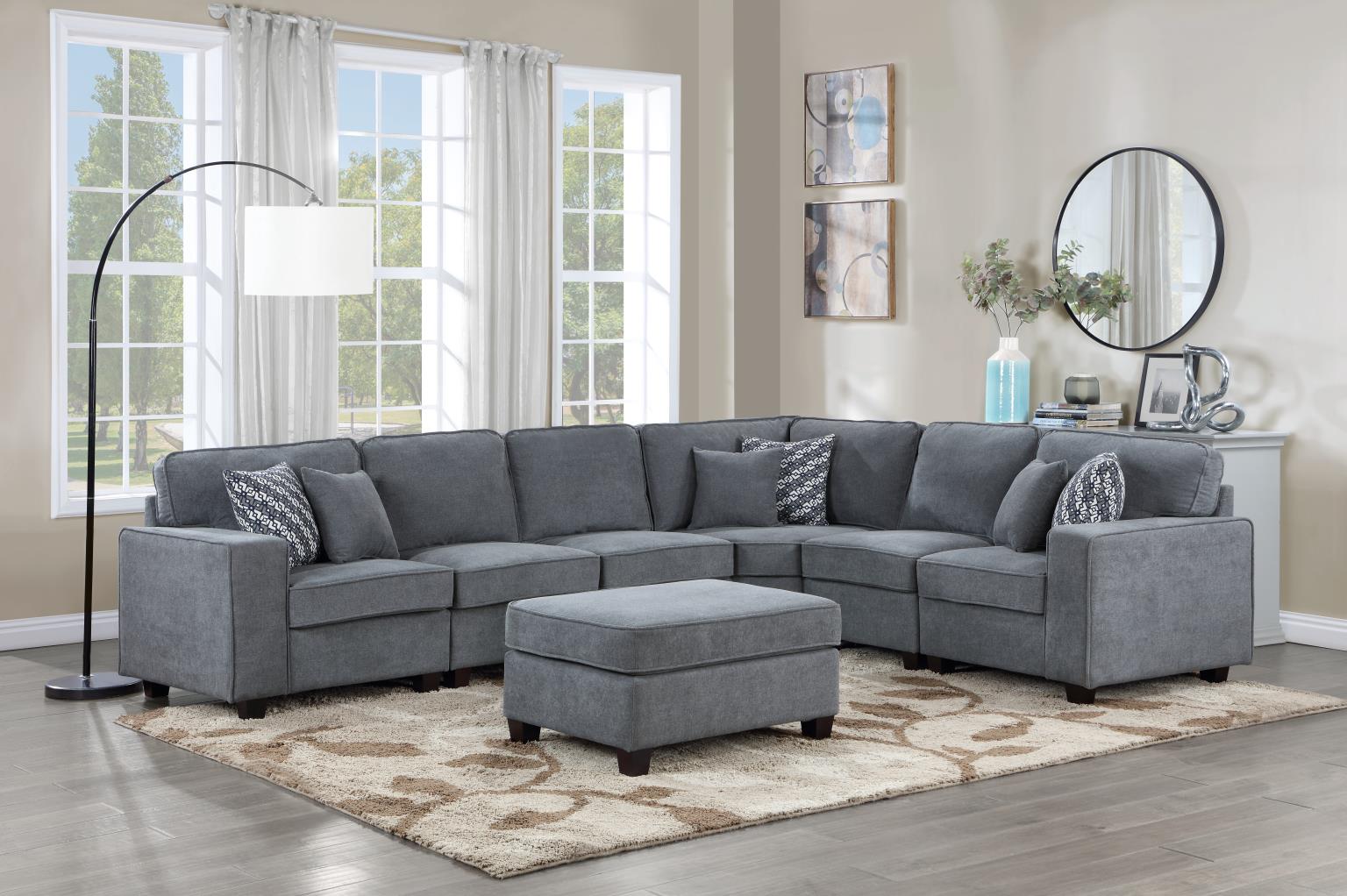 GRAY FABRIC LAF CHAIR WITH 2 PILLOWS view 2