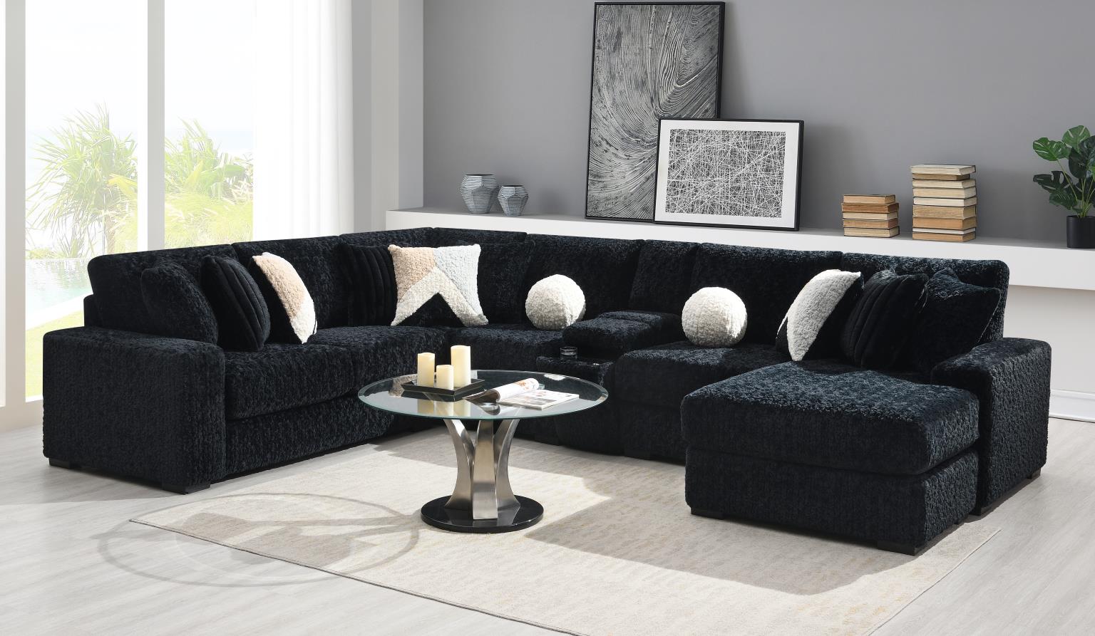 6PC SETIONAL WITH RIGHT CHAISE AS SHOWN IN MAIN PHOTO (1 LAF + 1 W + 2 AC + 1 CN + 1 RAC) view 2