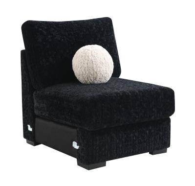 BLACK CORDUROY ARMLESS CHAIR