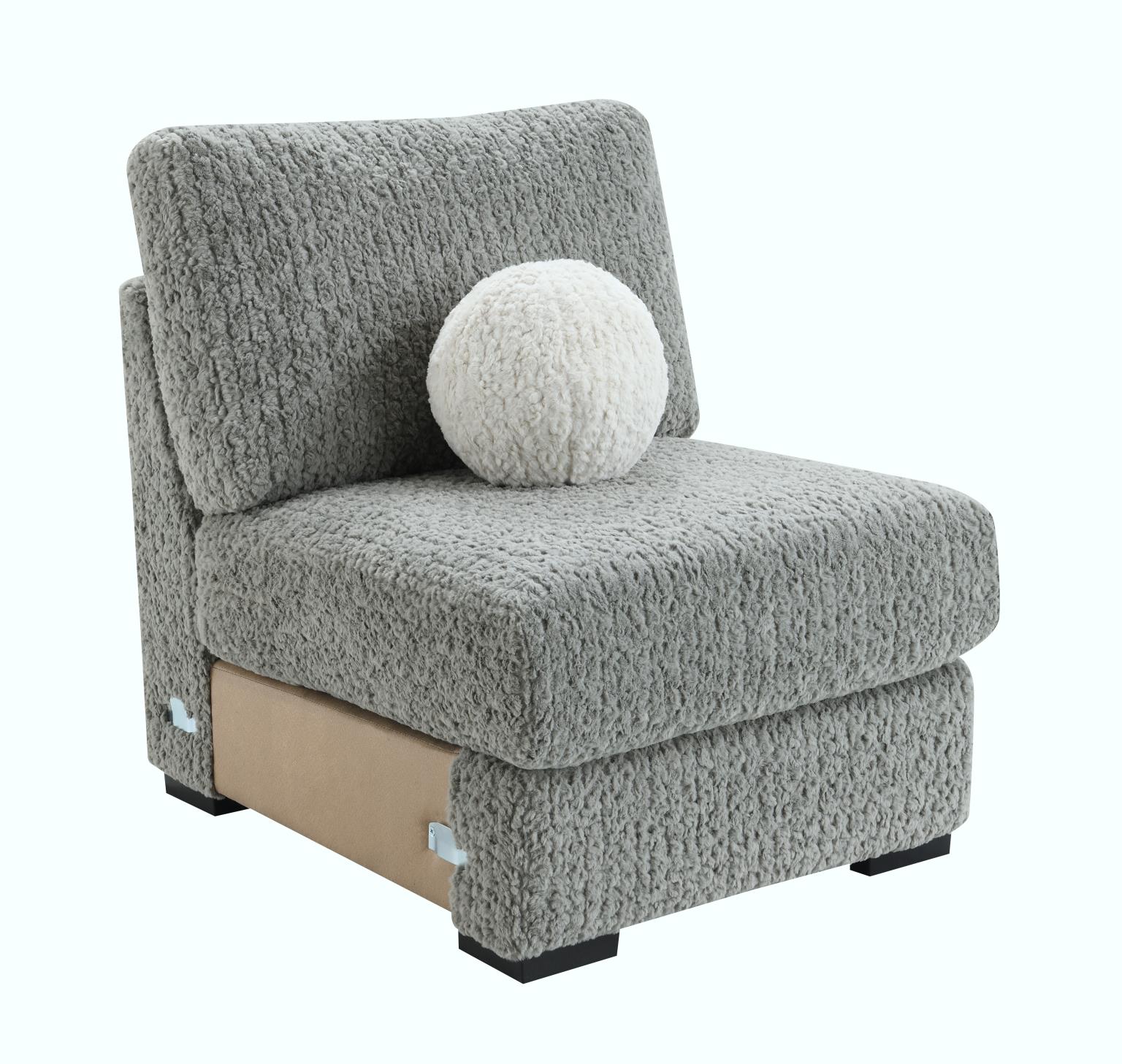 GRAY CORDUROY ARMLESS CHAIR view 2