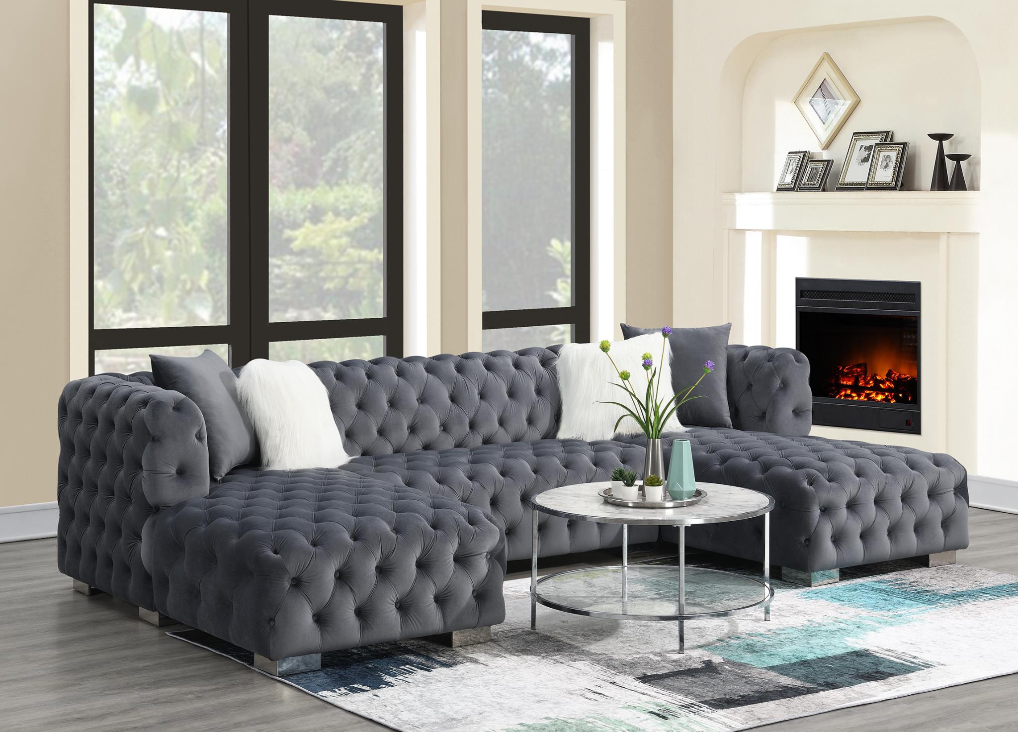 DARK GRAY 3 PC SECTIONAL (TWO CHAISES) view 2