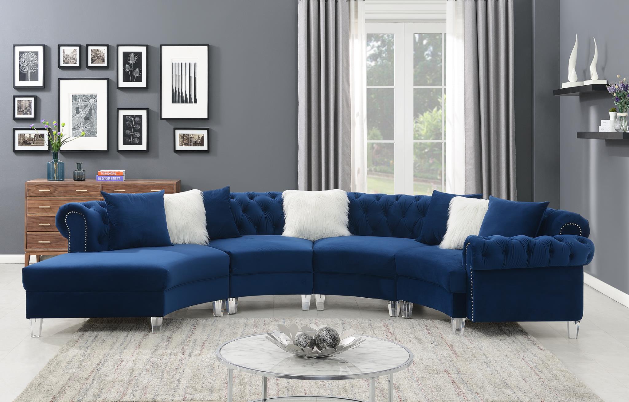NAVY VELVET 4 PC SECTIONAL view 2