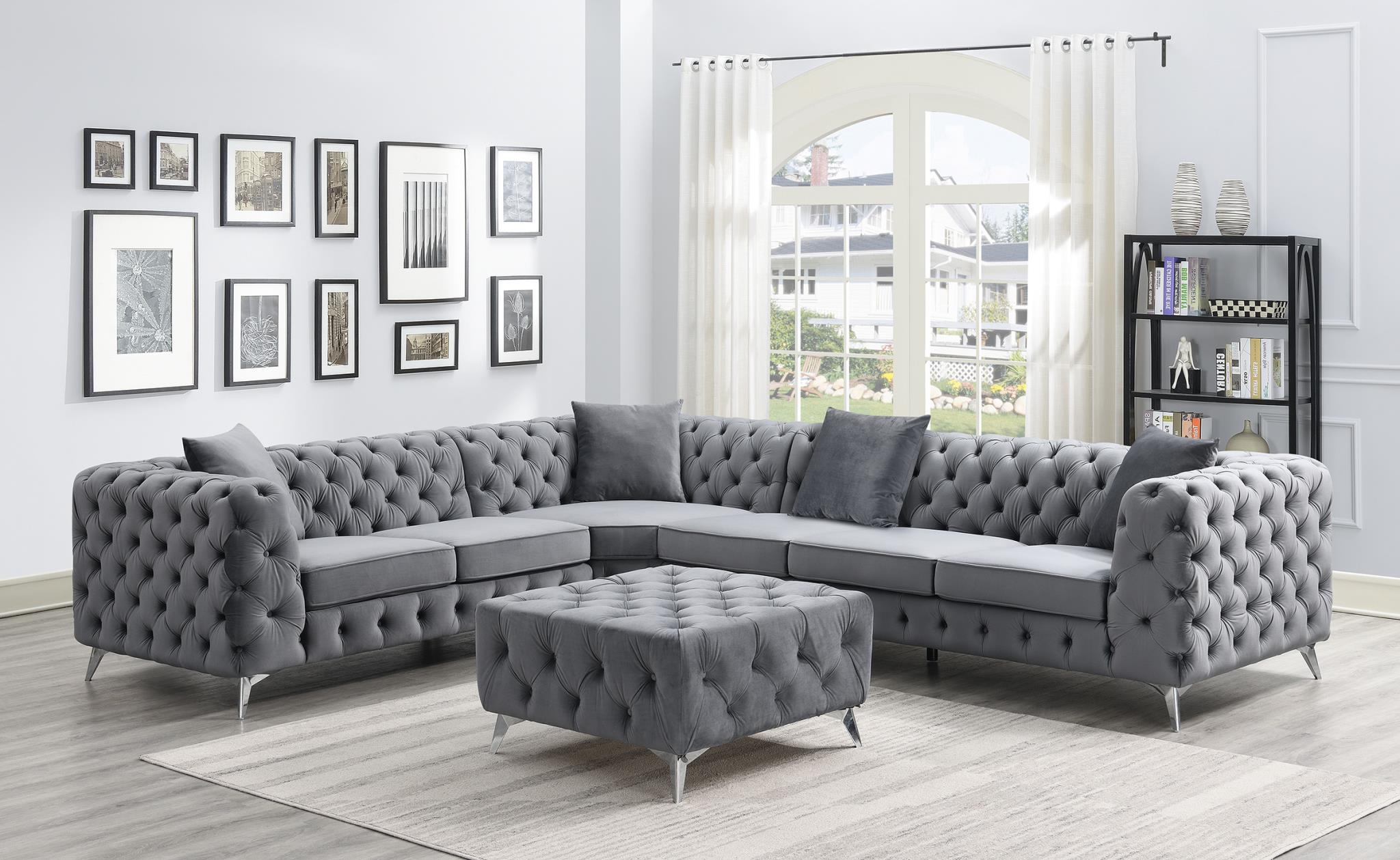 DARK GRAY VELVET 3 PC SECTIONAL view 2
