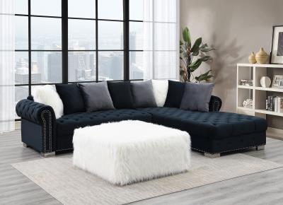 WHITE FUR OTTOMAN