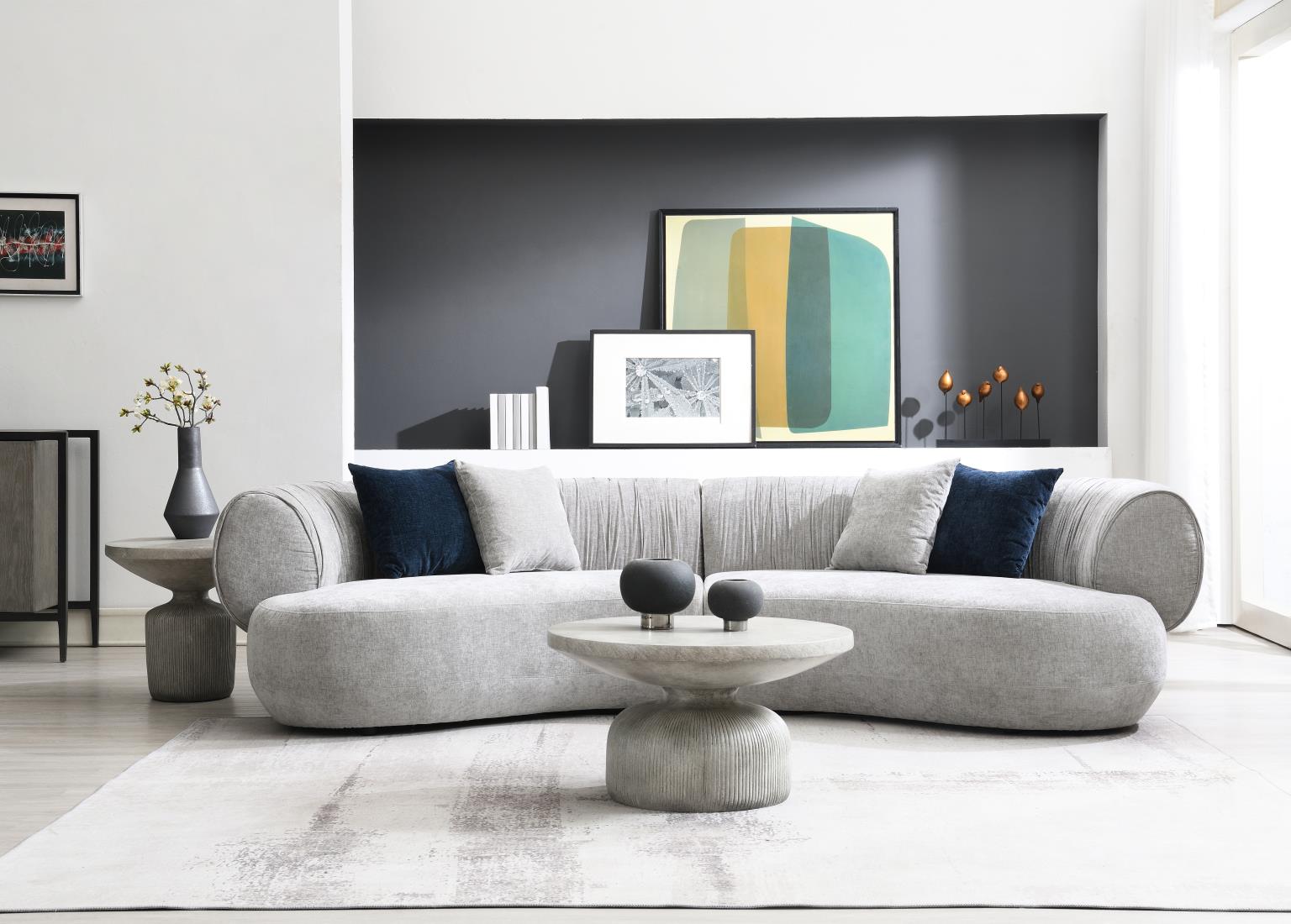 GRAY MODERN CURVED SOFA view 2