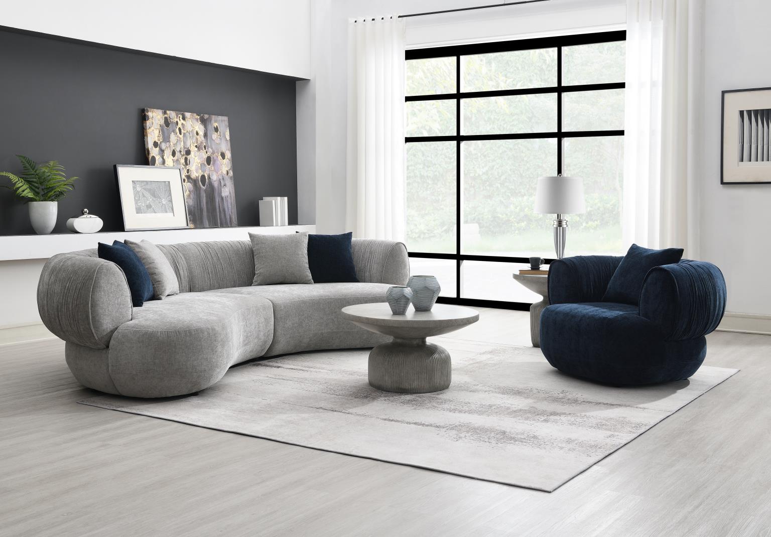 GRAY MODERN CURVED SOFA view 3