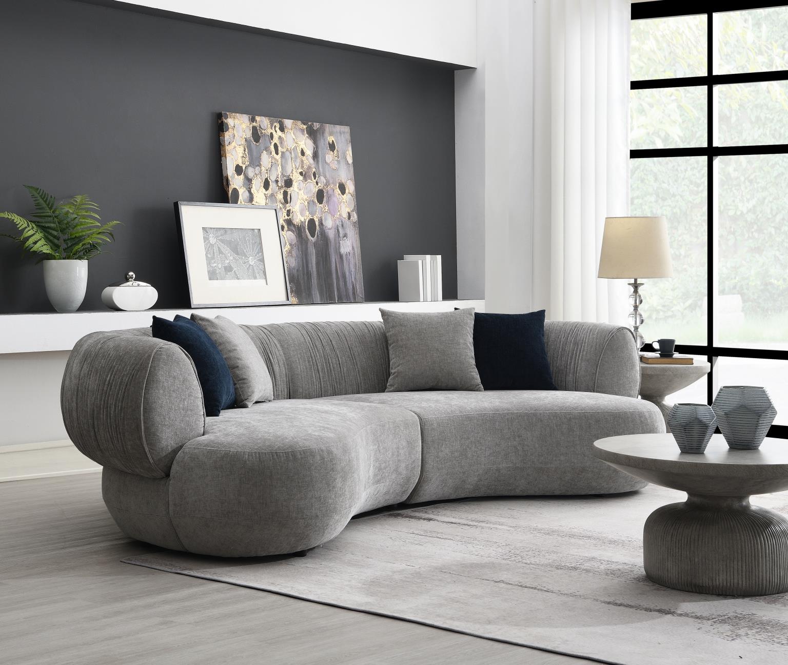 GRAY MODERN CURVED SOFA view 5