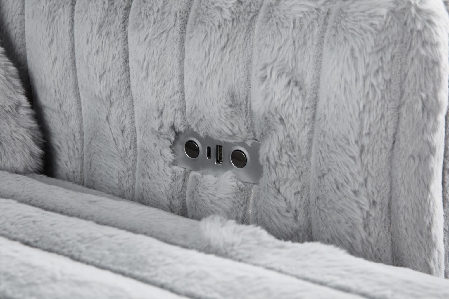 GRAY CORDUROY POWER 4 SEATER SOFA view 5