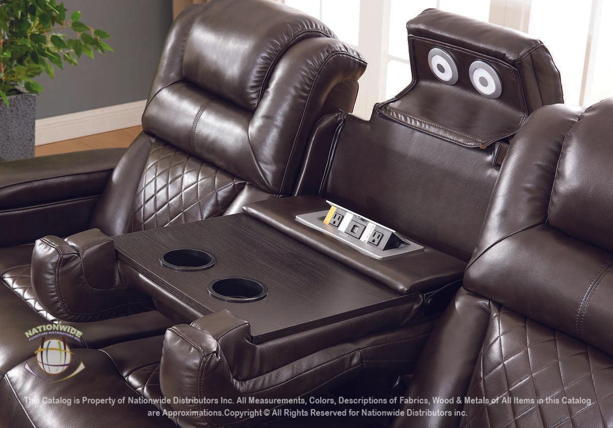 Dual Power Reclining Sofa w/ Led & USB & Drop Down Table & Reading Lights & Storage Arms and Dual Power Reclining Loveseat w/ Led & USB Type-C view 3