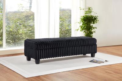 BLACK CORDUROY OTTOMAN