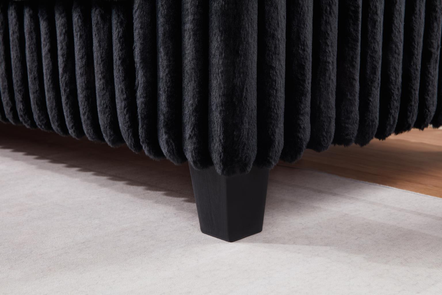 BLACK CORDUROY OTTOMAN view 3