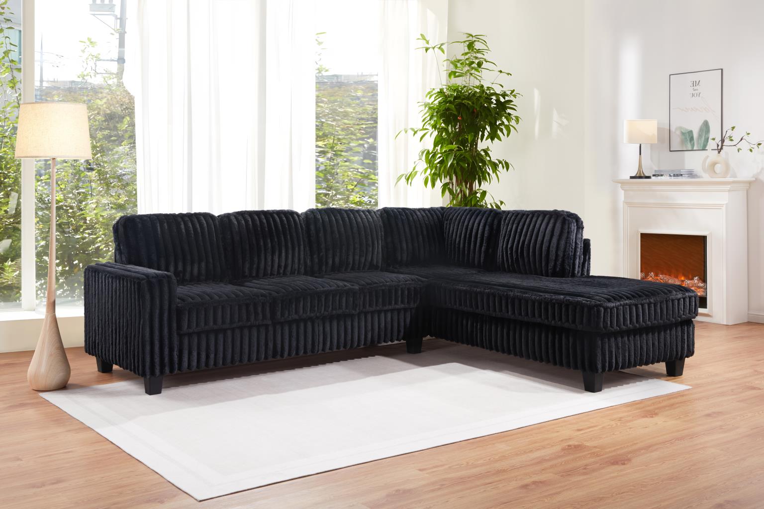 BLACK CORDUROY 2 PC SECTIONAL view 2