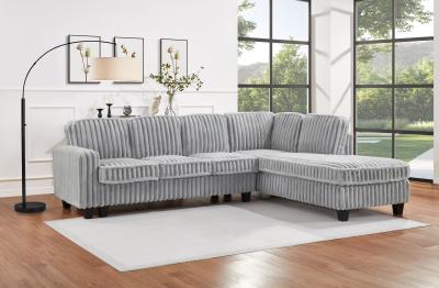 GRAY CORDUROY 2 PC SECTIONAL