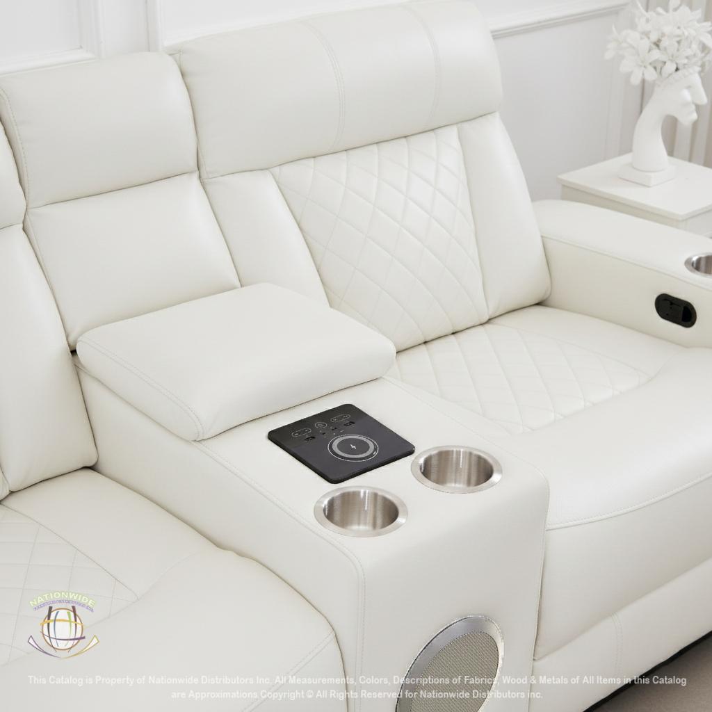 Dual Power Reclining Sofa w/ Led & USB & Drop Down Table & Reading Lights & Storage Arms and Dual Power Reclining Loveseat w/ Led & USB Type-C view 2