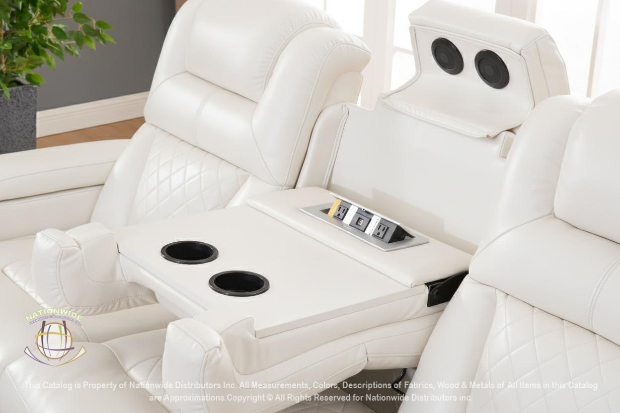 Dual Power Reclining Sofa w/ Led & USB & Drop Down Table & Reading Lights & Storage Arms and Dual Power Reclining Loveseat w/ Led & USB Type-C view 3