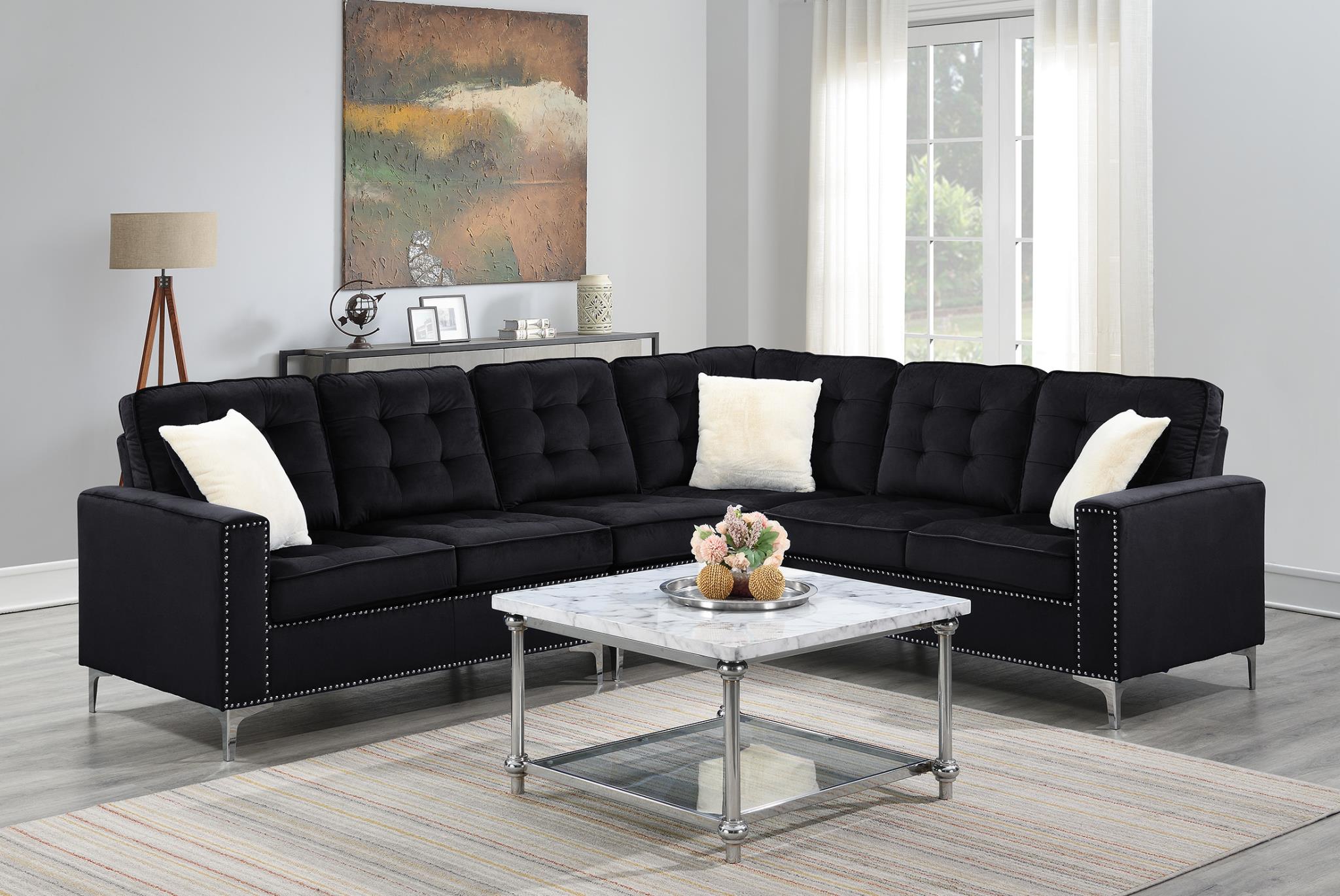 BLACK VELVET 4 PC SECTIONAL view 2