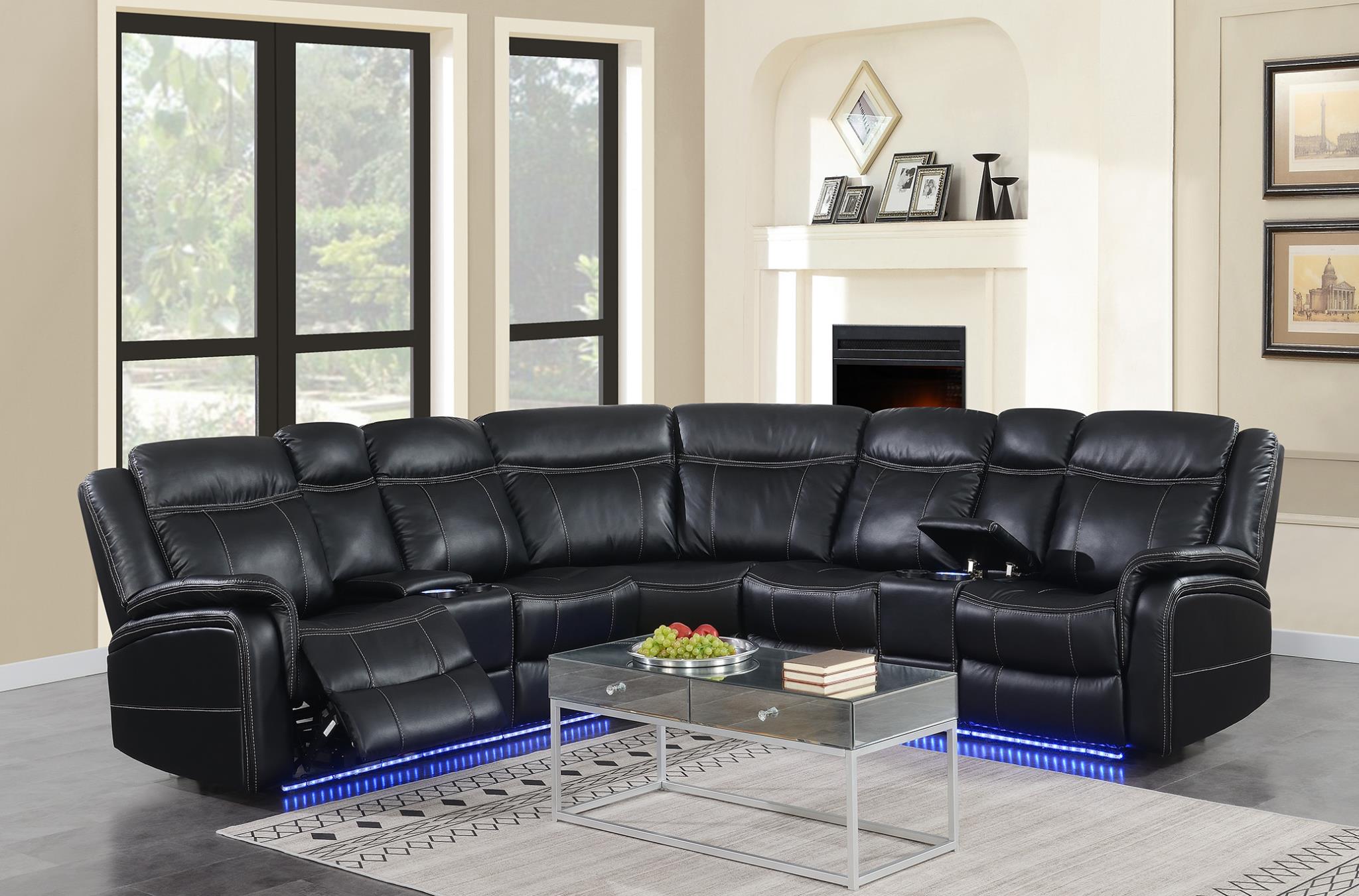 BLACK 3 PC POWER RECLINING SECTIONAL (2 PWR) view 2