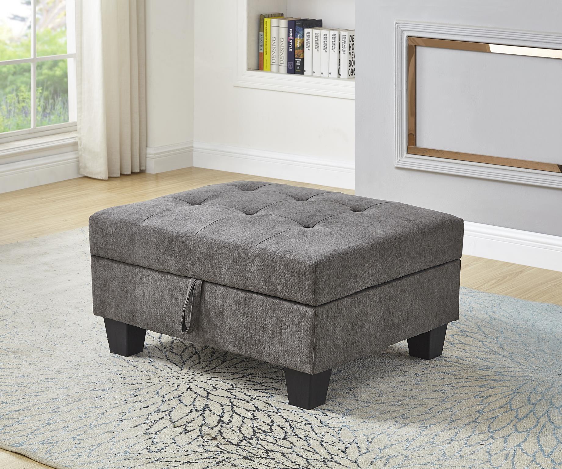 GRAY FABRIC OTTOMAN view 2
