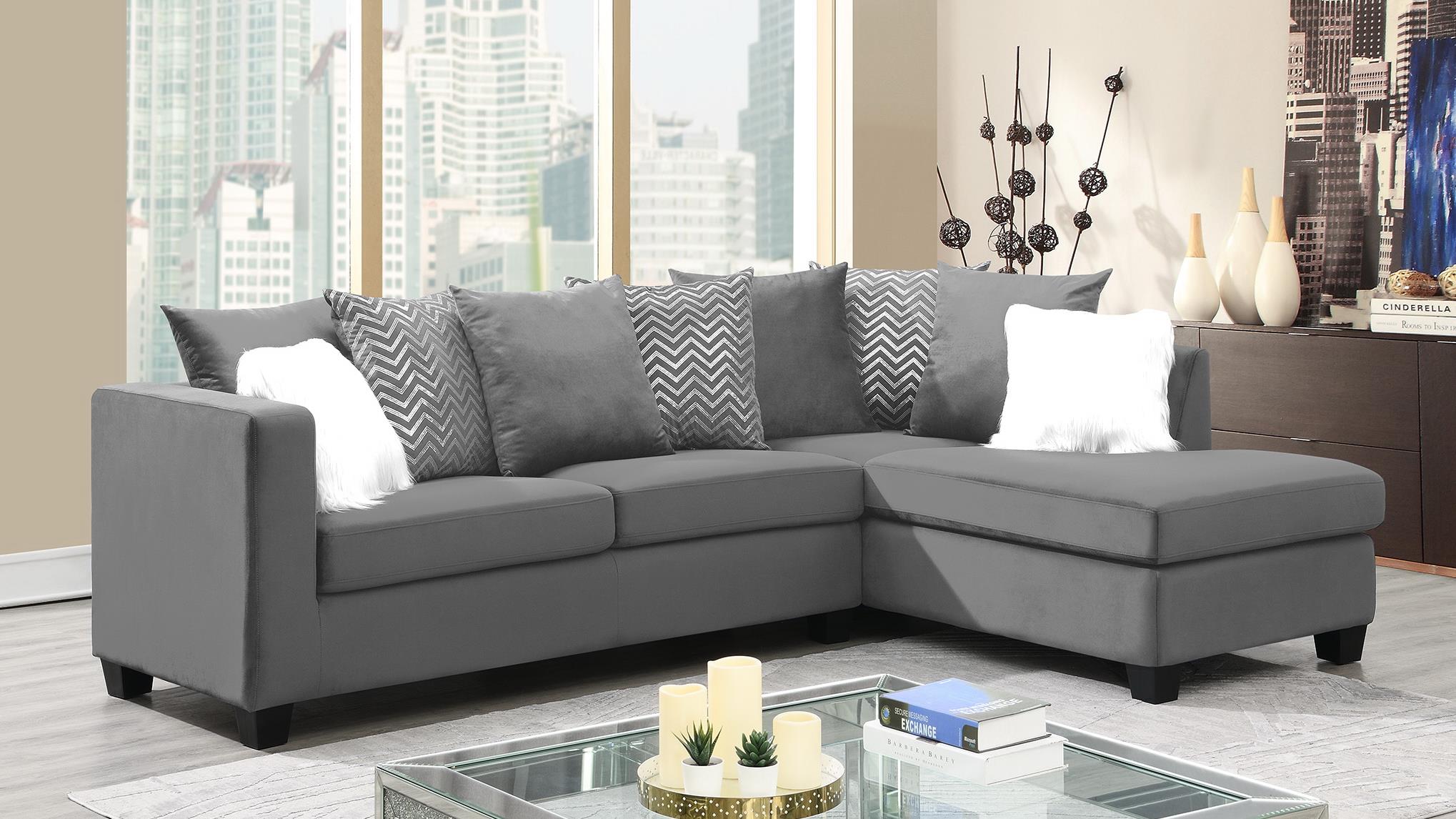 GRAY VELVET 2 PC SECTIONAL view 2