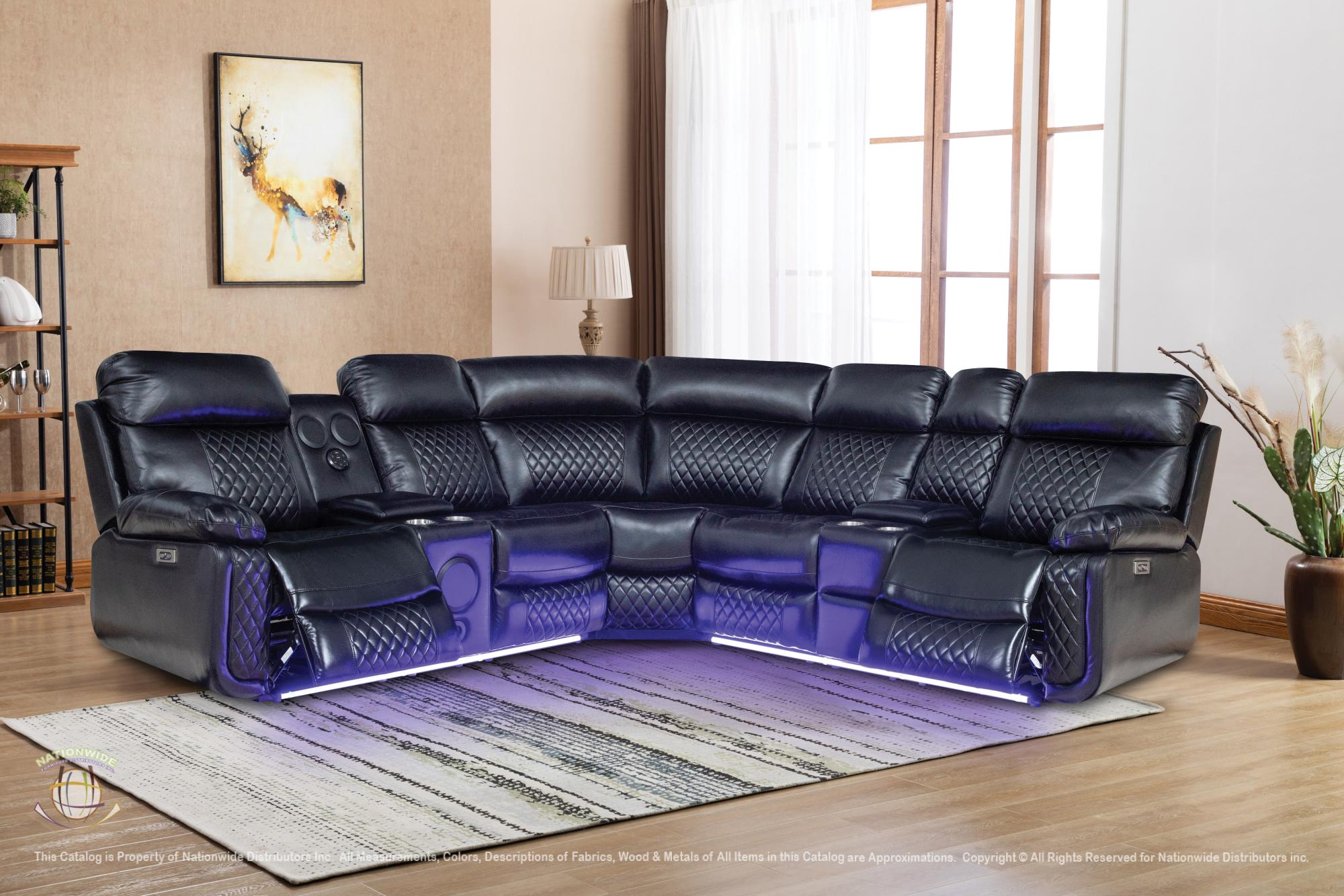 Led & Bluetooth Power Sectional w/ USB