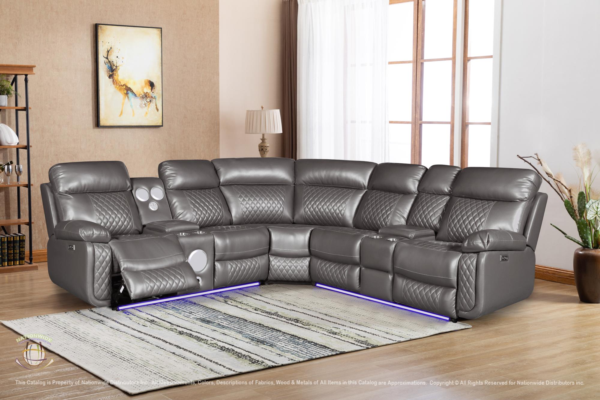 Led & Bluetooth Power Sectional w/ USB