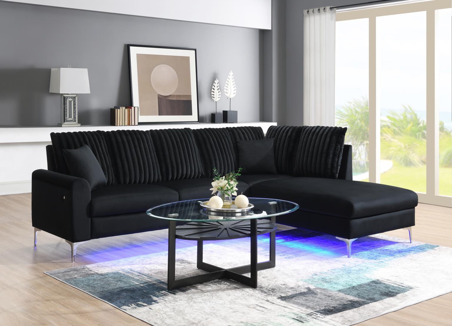 BLACK LED 2 PC SECTIONAL view 2