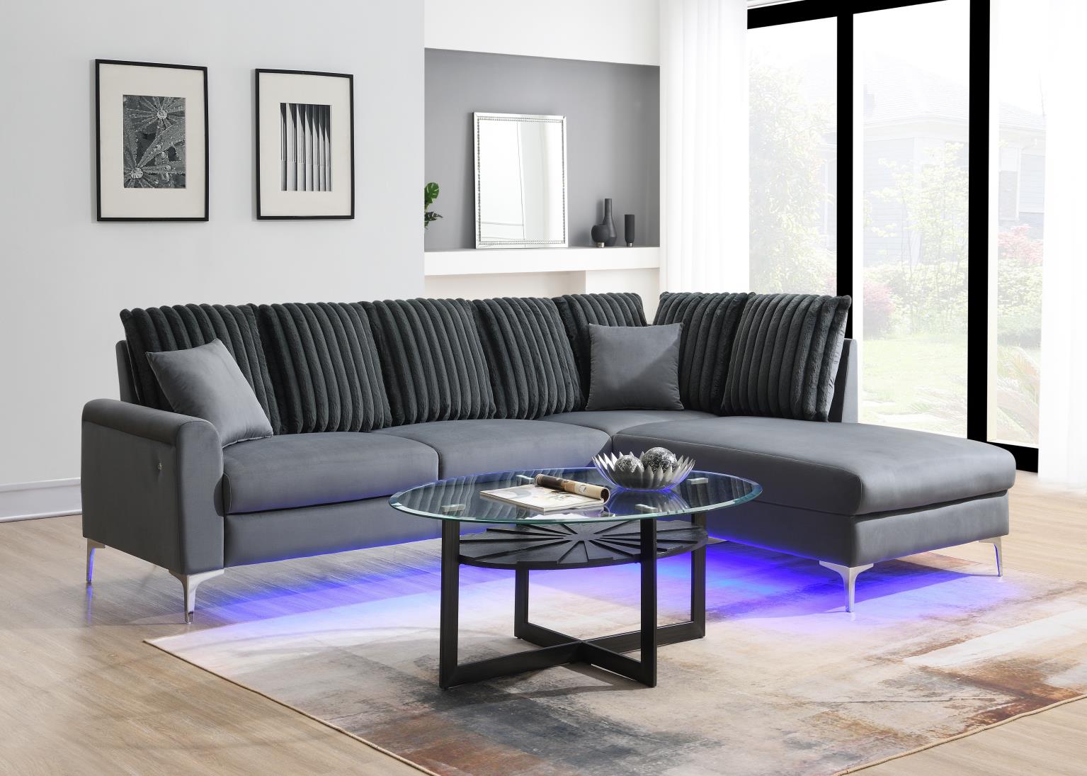 GRAY LED 2 PC SECTIONAL view 2