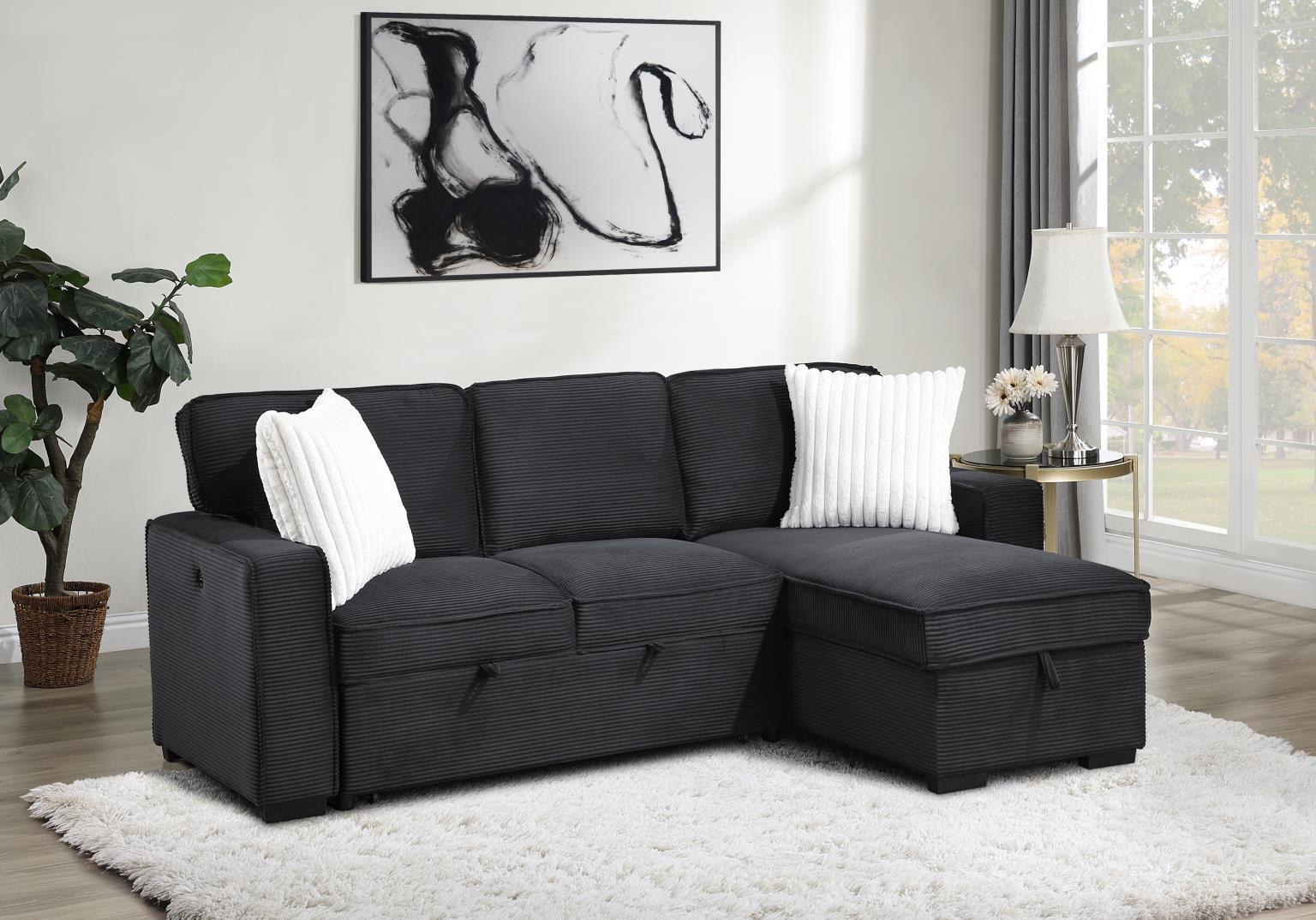 BLACK SOFA CHAISE SECTIONAL view 2