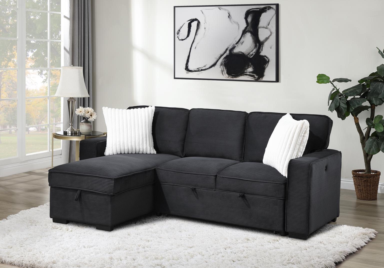 BLACK SOFA CHAISE SECTIONAL view 3