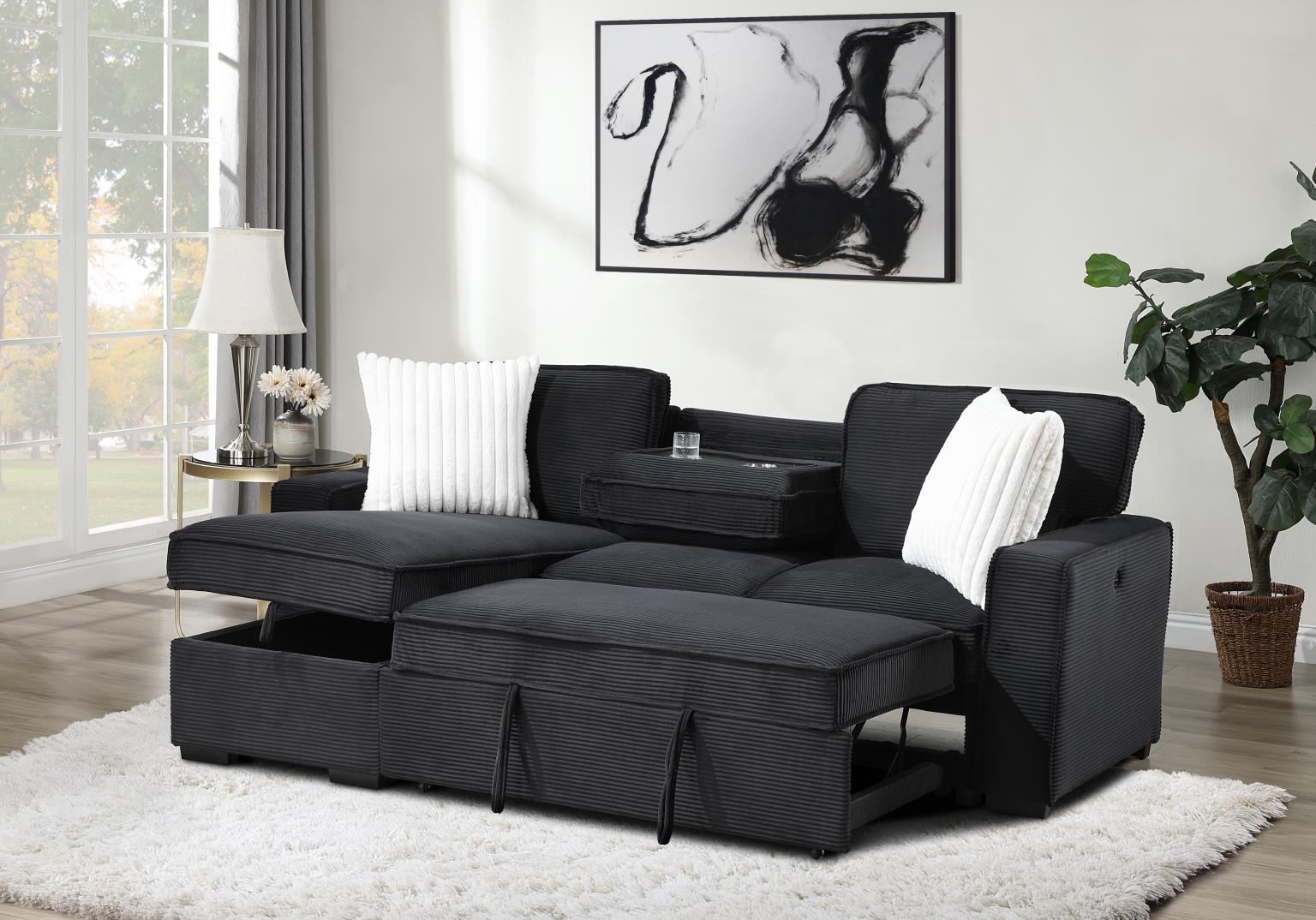 BLACK SOFA CHAISE SECTIONAL view 4