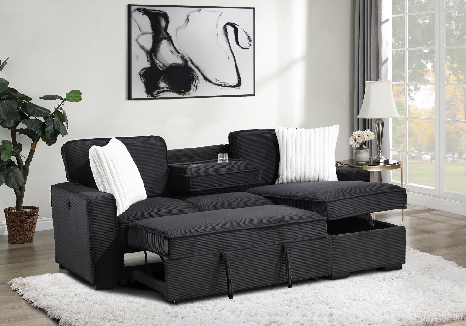 BLACK SOFA CHAISE SECTIONAL view 5