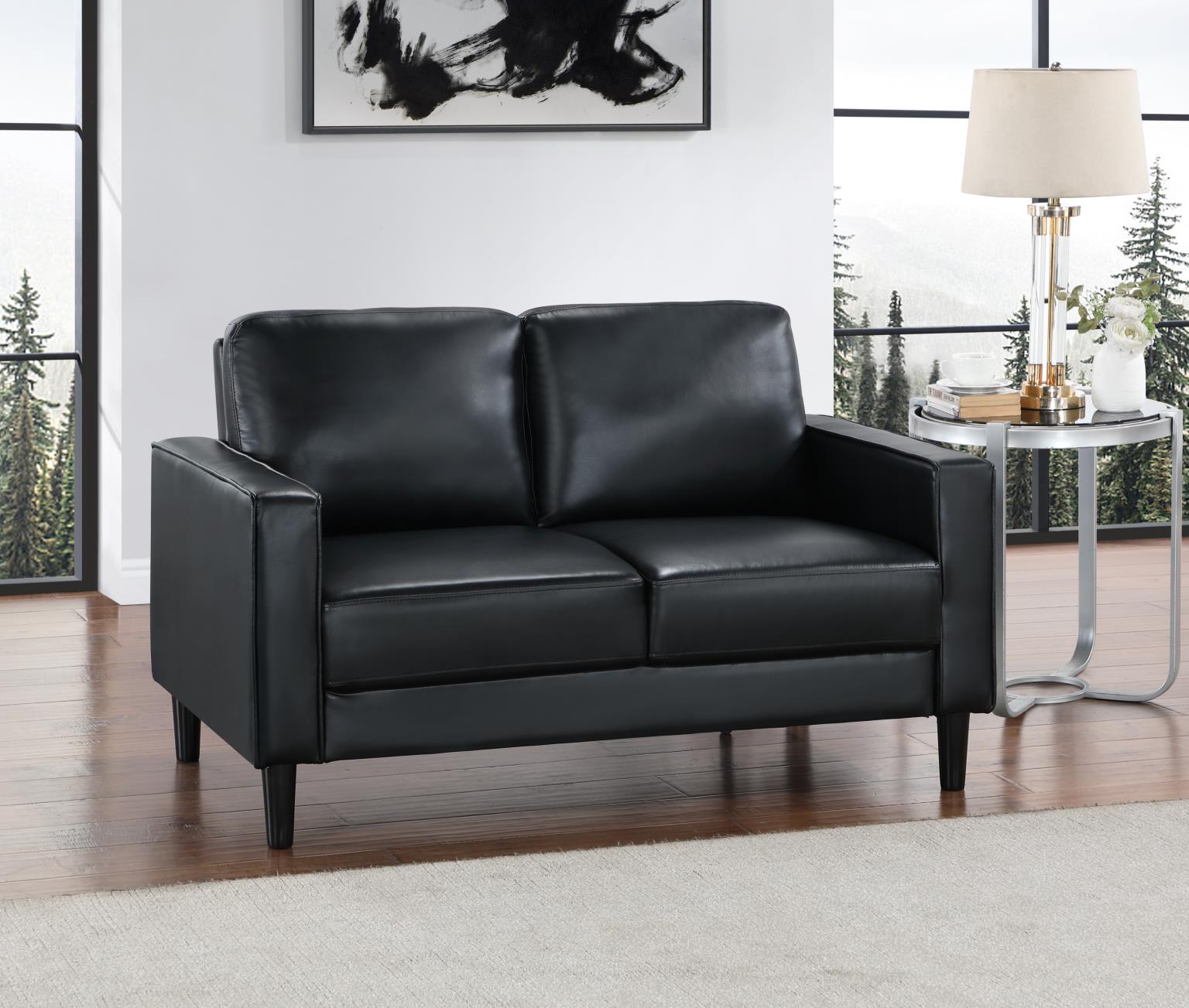 BLACK PU LOVESEAT view 2