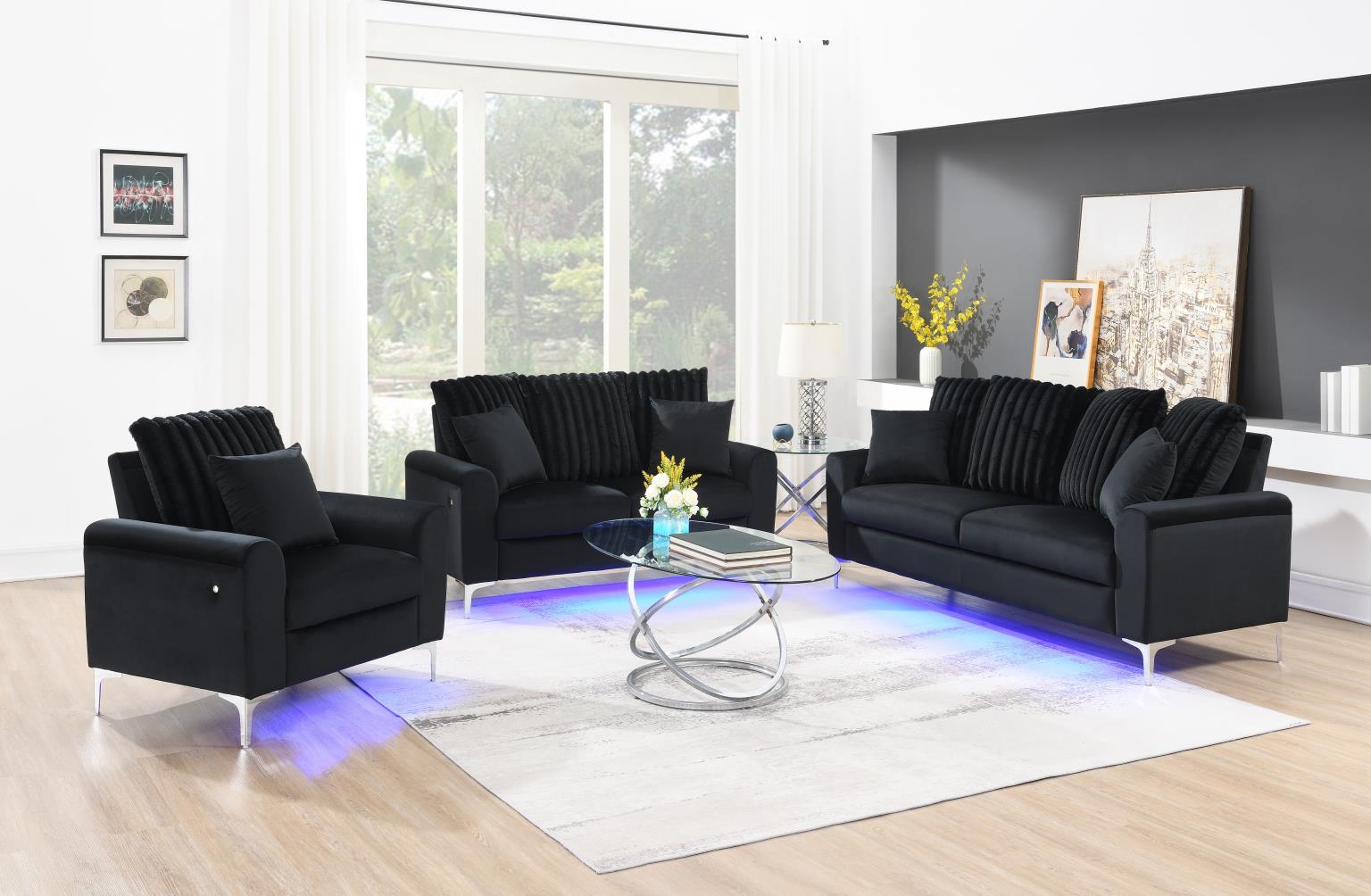 BLACK LED SOFA view 3