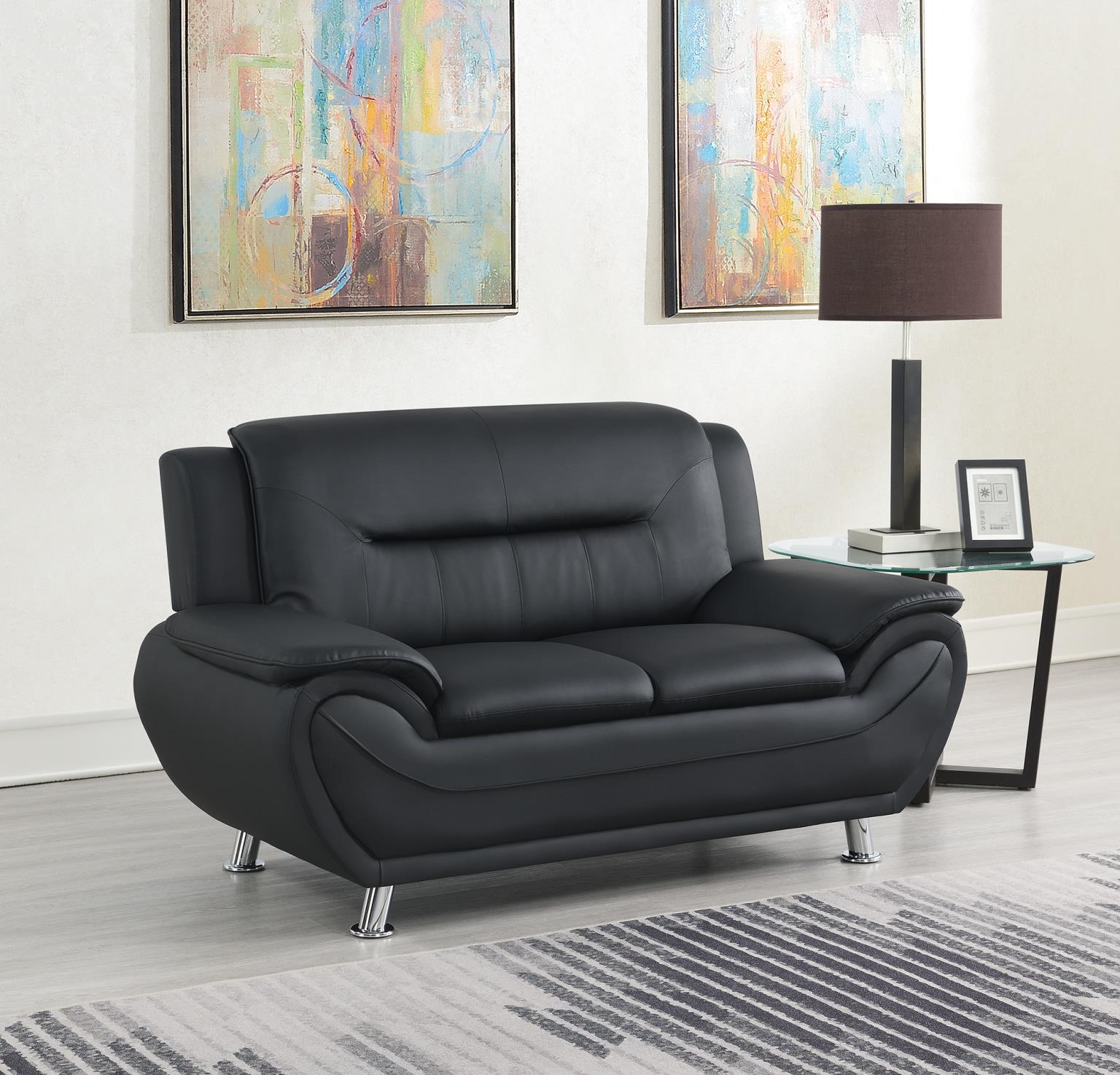 BLACK PU LOVESEAT view 2
