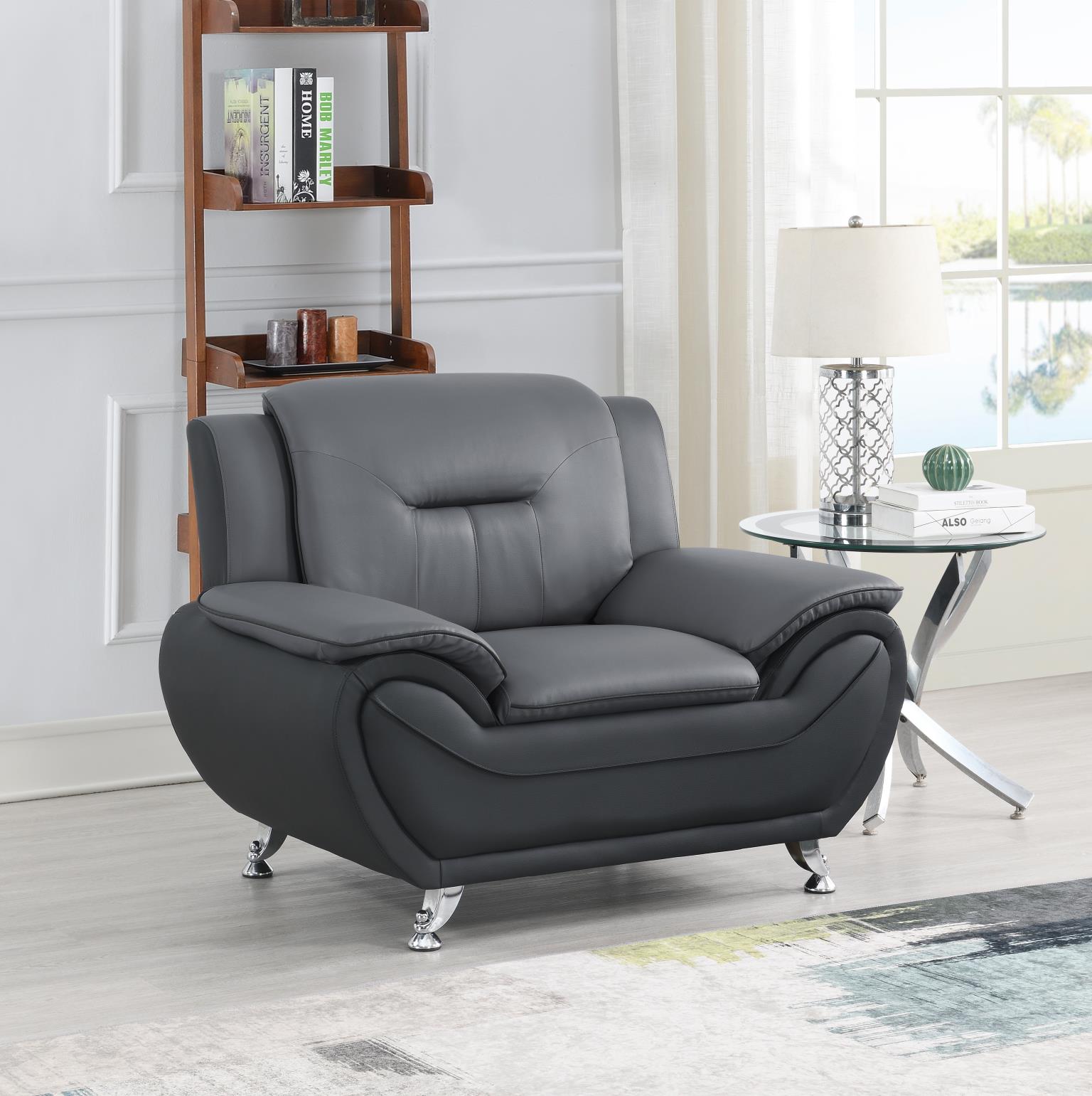 GRAY PU CHAIR view 2
