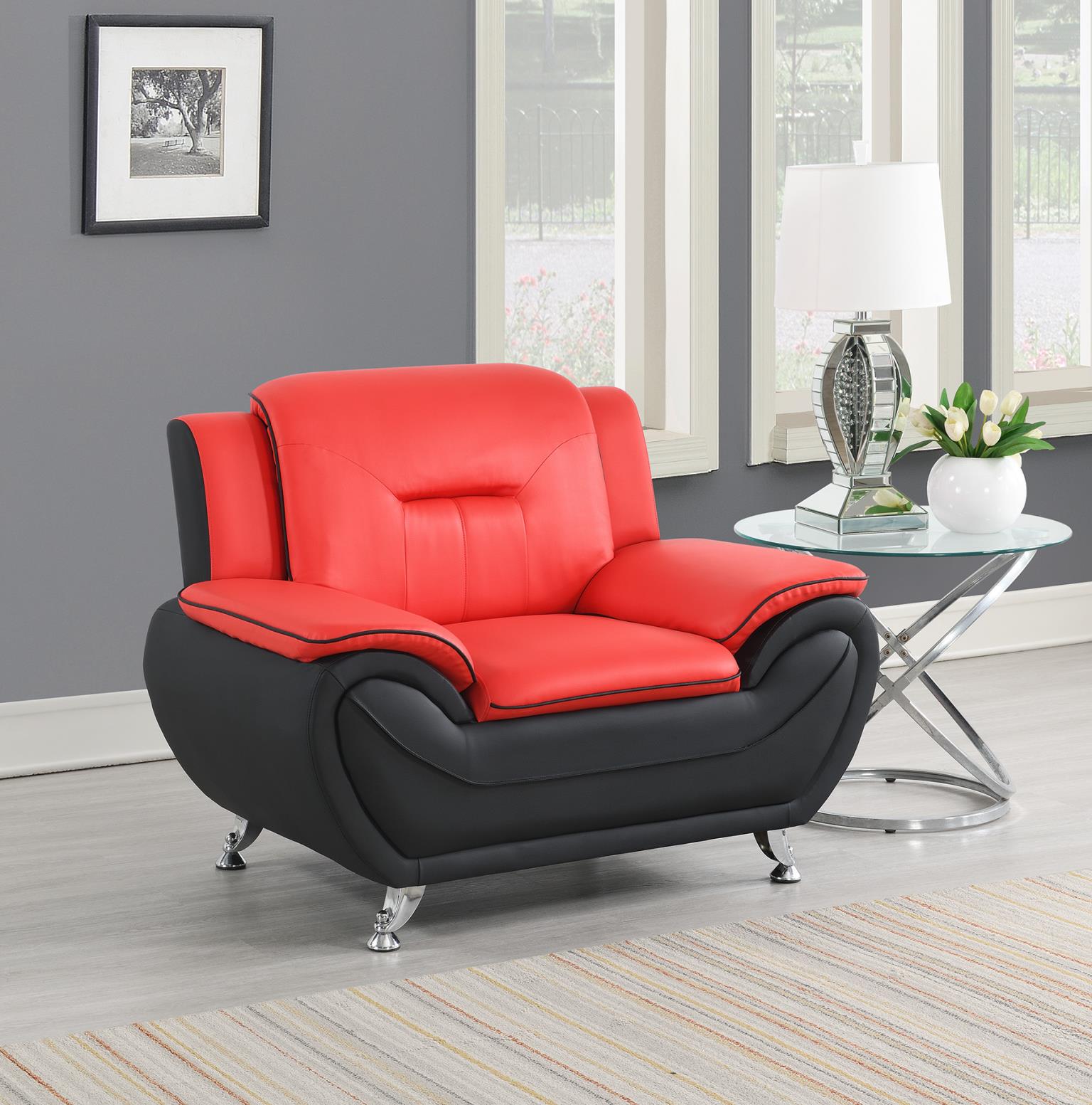 RED PU CHAIR view 2