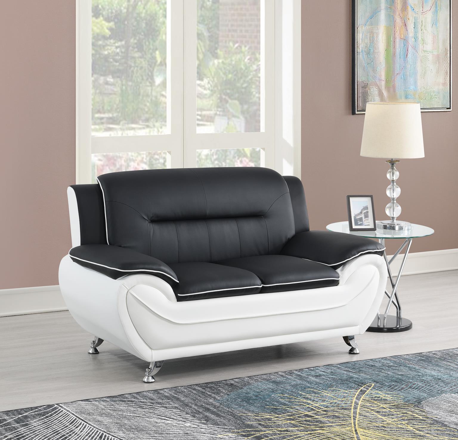 BLACK PU LOVESEAT view 2