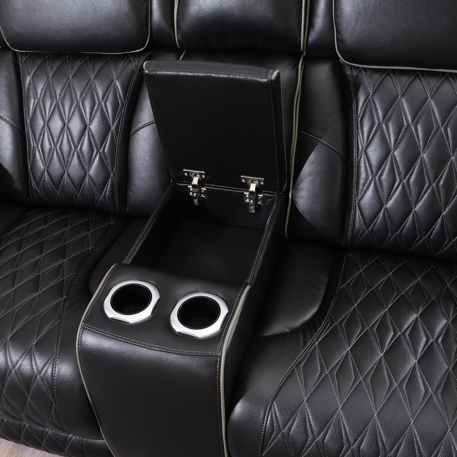 BLACK POWER RECLINING W/PWR HEADREST, MASSAGE, HEAT, AMBIENT LIGHTING, STORAGE ARMS/USB AND WIRE... view 3