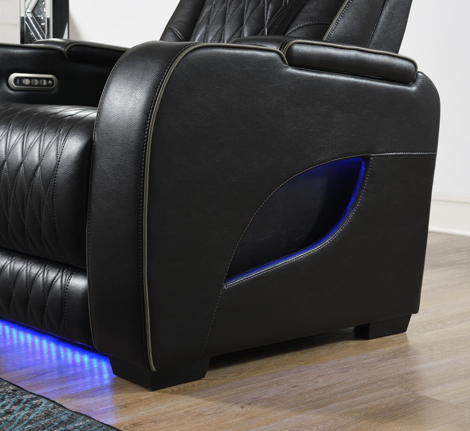 BLACK POWER RECLINING W/PWR HEADREST, MASSAGE, HEAT, AMBIENT LIGHTING, STORAGE ARMS/USB AND WIRE... view 4