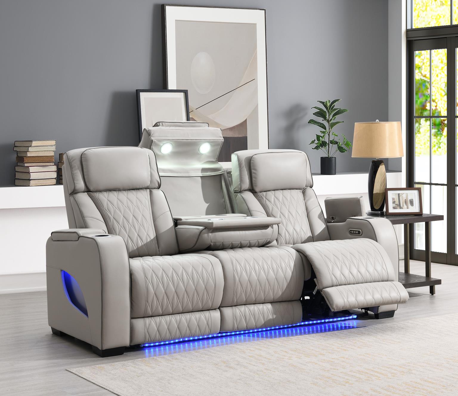 GRAY POWER RECLINING W/PWR HEADREST, READING LIGHT, MASSAGE, HEAT, AMBIENT LIGHTING, STORAGE ARM... view 2