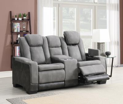 SLATE POWER RECLINING W/PWR HEADREST, STORAGE ARMS/USB AND WIRELESS CHARGER LOVESEAT