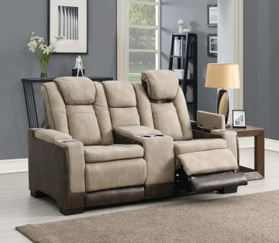 SAND POWER RECLINING W/PWR HEADREST, STORAGE ARMS/USB AND WIRELESS CHARGER LOVESEAT