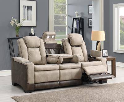 SAND POWER RECLINING W/PWR HEADREST, READING LIGHT, MAGZINE POCKET, STORAGE ARMS/USB AND WIRELES...