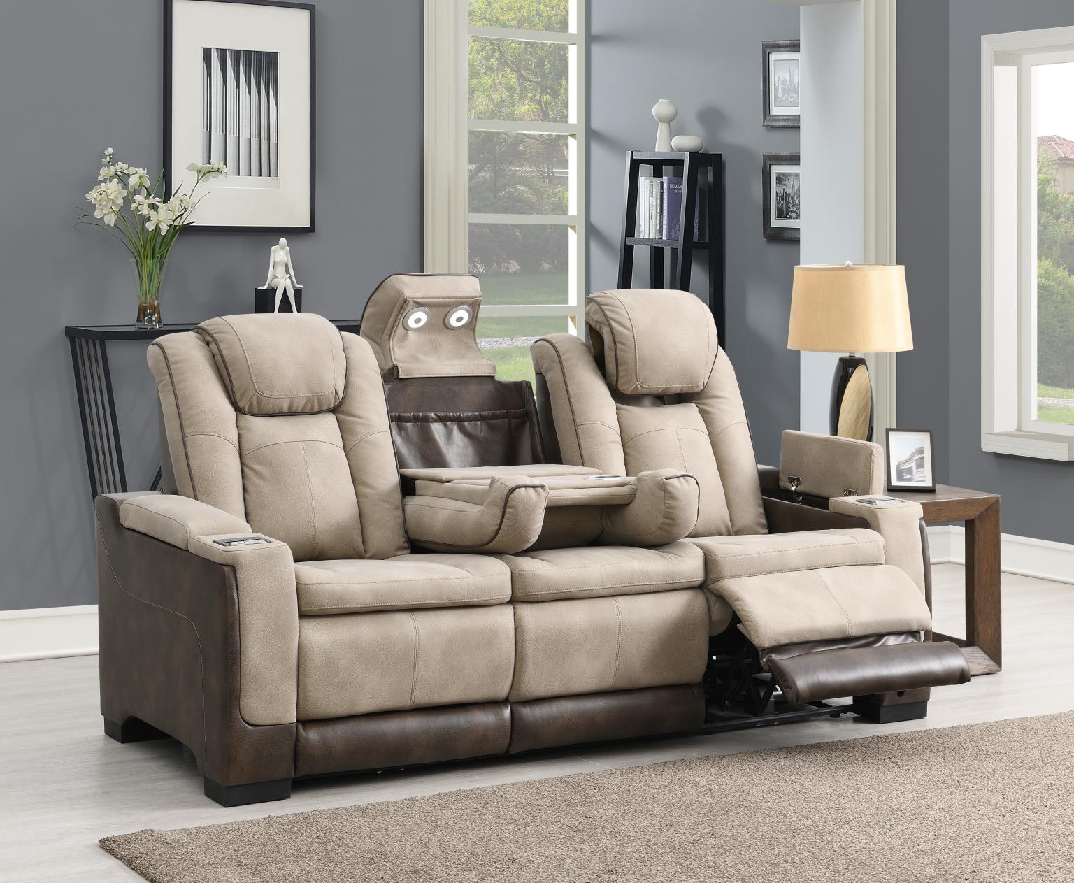 SAND POWER RECLINING W/PWR HEADREST, READING LIGHT, MAGZINE POCKET, STORAGE ARMS/USB AND WIRELES... view 2