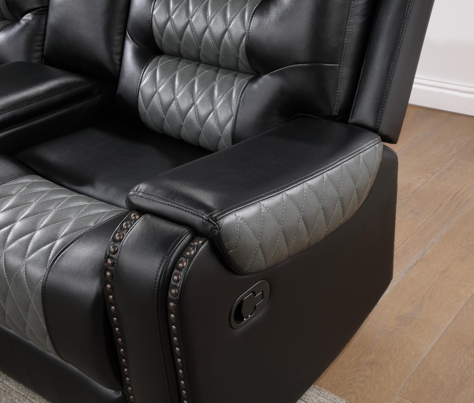 BLACK/GRAY MOTION 3 PC SECTIONAL view 4