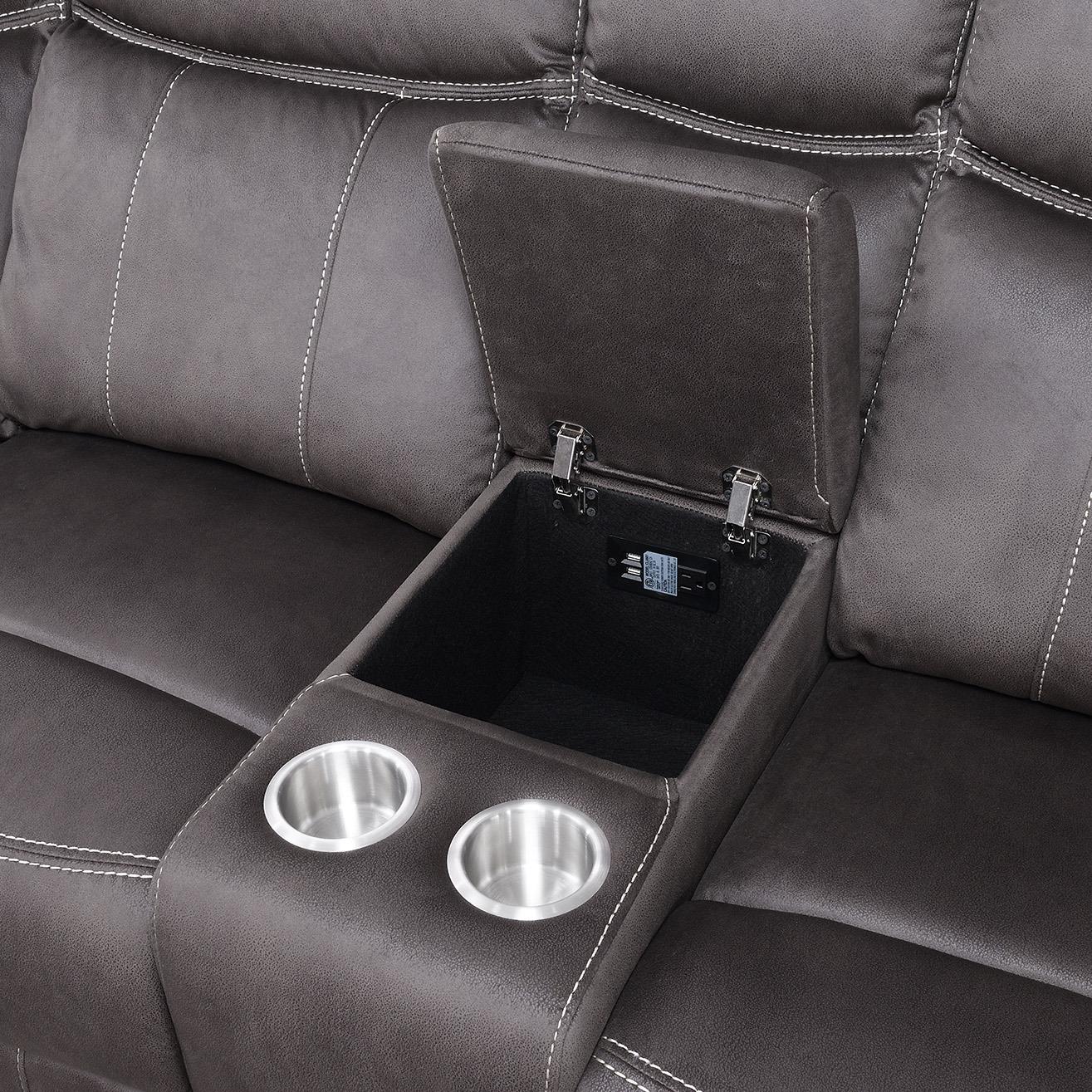 BROWN FABRIC 3 PC RECLINING SECTIONAL view 3