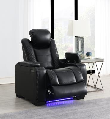 BLACK LED POWER RECLINING W/PWR HEADREST CHAIR
